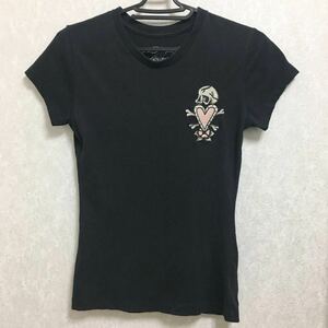 エドハーディ Tシャツ カットソー 半袖 レディース XS 黒 h3