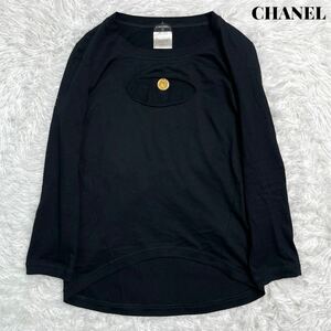 【美品】CHANEL シャネル ロゴコイン カットソー ロンT 38 上品