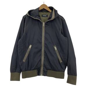 DIESEL ディーゼル フード ナイロンジャケット sizeS/ブラック×カーキ