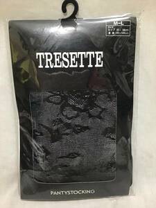 TRESETTE 柄入 ストッキング サイズM-L 黒 1620-5113 送140