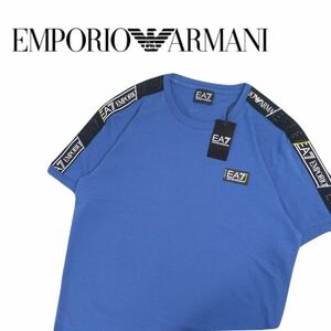 新品タグ付 最高級 EA7 EMPORIO ARMANI 軽量爽快 サイドライン ロゴライン ボックスロゴ 半袖Tシャツ メンズM エンポリオアルマーニ2406111