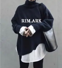 リムアーク アシメ ニット Deformation knit tops ネイビー