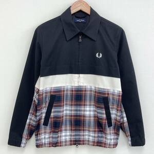 FRED PERRY スイングトップ ブラック チェック 切替 メンズ XSサイズ FREDPERRY フレッドペリー ブルゾン ハリントンジャケット 3030184