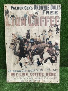 LION COFFEE レトロ　アンティーク　古い看板　