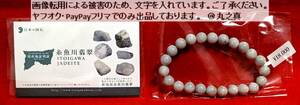 【 未使用 送料無料 浄化○】 産地証明書付き 糸魚川翡翠 裏葉 ブレスレット 8mm玉 16cm / 糸魚川 翡翠 ひすい ヒスイ 証明書 ギャランティ