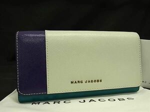 ■美品■ MARC JACOBS マークジェイコブス パテントレザー 二つ折り 長財布 ウォレット ライトグレー系×マルチカラー AY5101