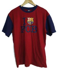 FCバルセロナ I love FCB 半袖 Tシャツ 濃赤 M オフィシャルグッズ PRODUCTE OFFICIAL デカロゴマークプリント サッカー シャツ メンズ