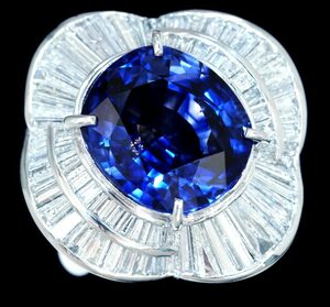 B9352 マダガスカル産 大粒ブルーサファイア１０．２１ct 美しいダイヤモンド２．４８ct 最高級Pt900無垢セレブリティリング