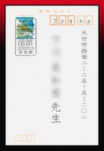 H109百円〜　2001年年賀印/コイル｜目白50円/私製年賀葉書　図入年賀印：平成13年/21世紀年賀/2001.1.1/安佐南　エンタイア