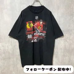 古着 used　NHL シカゴブラックホークス　アイスホッケー　パトリックケイン　半袖オフィシャルプリントTシャツ　黒　ブラック