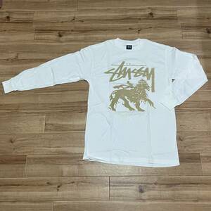 【M】 USA正規品 Stussy ステューシー RASTA FLAG ラスタライオン 長袖Tシャツ ロンT 白 レゲエ ストリート 西海岸 カリフォルニア (70) 