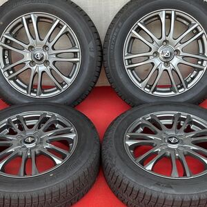 75%溝22年式。VELVA社外15インチ×5.5J +42 PCD100 4穴 BRIDGESTONE 175/65R15スタッドレス付き4本。 アクア ヴィッツ ポルテフィット他等