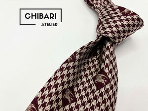 【新古品】BURBERRY LONDON　バーバリーロンドン　全面ロゴロゴ＆ドット柄 ネクタイ 3本以上 送料無料 メンズ ワインレッド　0104267