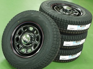 即納可 デイトナブラック 15-6.0J＋45 6H139.7 スタッドレス付4本セット 195/80R15 ハンコック 2024年製 キャラバンE26 (W2120＋S1)