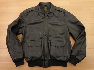 大きめサイズ 48T★FLIGHT SUITS LTD A-2 レザージャケット★黒 ブラック★古着 フライトジャケット 革ジャン★h