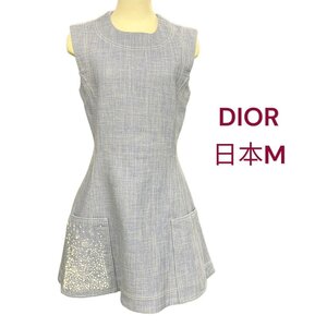 微難有美品 クリスチャンディオール DIOR 美シルエット デニム ワンピース 日本M M4G175