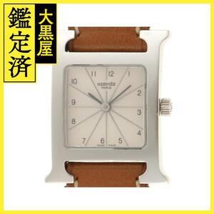 HERMES エルメス レディース時計 Hウォッチ クオーツ SS/革 シルバー文字盤 HH1.210【434】