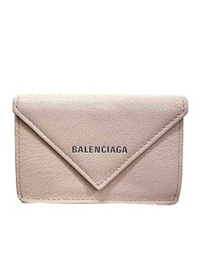 【中古】BALENCIAGA バレンシアガ 小物 391446 DLQON ミニ財布 三つ折り財布 レディース ピンク＿s-0058-r13