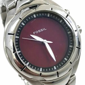 FOSSIL フォッシル blue ブルー 腕時計 AM-3535 クオーツ アナログ ラウンド シルバー 赤 青 コレクション 電池交換済み 動作確認済み