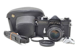 外観美品 ペンタックス Pentax Spotmatic SP 一眼レフ MF フィルムカメラ ブラック SMC Takumar 55mm f/1.8 レンズ ケース #6206