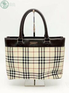 2406602174　♭ BURBERRY バーバリー ハンドバッグ ノバチェック キャンバス×レザー ベージュ系×ブラウン系 レディース 中古