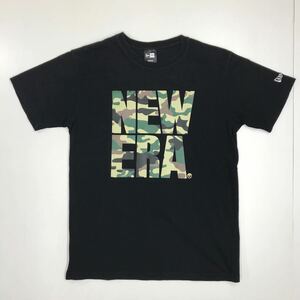 NEW ERA ニューエラ　半袖Tシャツ　黒　丸首　ビッグロゴ　迷彩　Mサイズ　36-83a