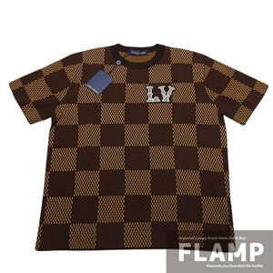 LOUIS VUITTON ルイヴィトン ショート スリーブコットン ダミエ クルーネック ウィズストラス LVパッチ 1AFIUR Tシャツ【新品】