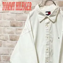 【フラッグタグ】TOMMY HILFIGER 刺繍　ワンポイント　白長袖シャツ