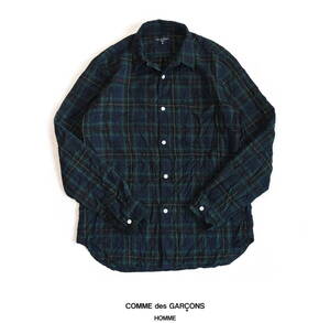 COMME des GARCONS HOMME｜コムデギャルソンオム　縮絨ブラックウォッチ・タータンチェックシャツS　MADE IN JAPAN