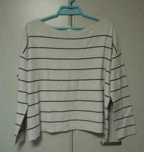 ▼H&M ボートネックニット L ボーダー 長袖ニット 長袖セーター 