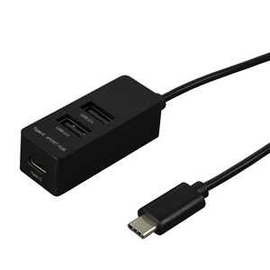 （まとめ買い）ナカバヤシ コンパクトな縦挿し Type-C USB2.0 3ポートハブ ブラック UH-C2463BK 〔×3〕