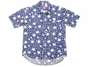 ★A BATHING APE★スター総柄半袖シャツS/アベイシングエイプベイプBAPE裏原系NIGO初期Tシャツ紺白カットソーメンズ星柄