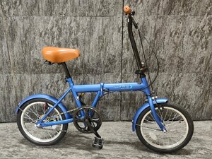 【訳あり未使用アウトレット品】ワイヤー錠付属　16インチ折り畳み自転車シングルギア　ダークブルー【SK06871】