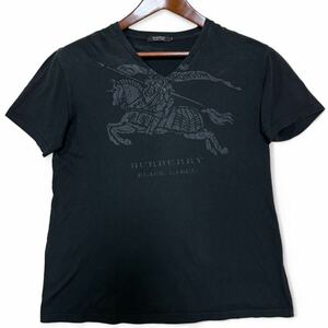 BURBERRY BLACK LABEL バーバリーブラックレーベル 半袖 Tシャツ ホースロゴ ブラック 黒 3サイズ