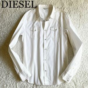 美品 希少XL！ディーゼル【男の定番 白シャツ】DIESEL デニムシャツ ジャケット Gジャン トラッカー シャツ コットン ホワイト 白タグ