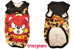 Y-2599-1★送料無料★新品★crazy gogo!! クレイジーゴーゴー★チャコール スタイ風 タンクトップ 犬 ドッグ ウェア パグ シュナウザー Ｌ