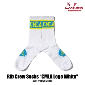 COOKMAN/クックマン　ソックス 　靴下　 Rib Crew Socks『CMLA logo White』ホワイト