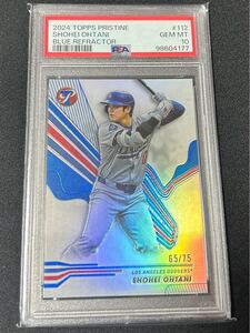 【75枚限定】【カラーマッチ】【PSA10】 2024 Topps Pristine 大谷 翔平 Shohei Ohtani ブルー Blue Refractor /75 #112 大谷翔平