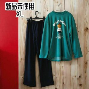 新品/XL ケイパ くま メンズ ルームウェア パジャマ スゥエット 上下 緑