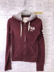 Abercrombie&Fitch アバクロンビーアンドフィッチ レディース 裏起毛 スウェットパーカー S エンジ