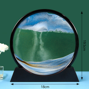 砂時計 オブジェ 3D 置物 ブルー 7インチ 液体 ガラス 砂