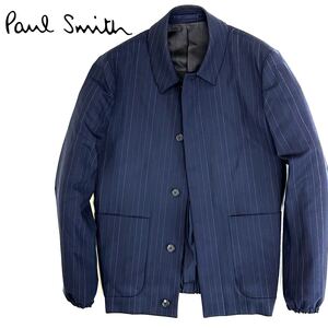 美品!!定価8.8万円 Paul Smith【113103】テシルビエラ生地 カラーストライプ カジュアルジャケット(L)ネイビー メンズ ポールスミス