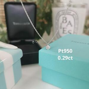 送料無料　現行販売品　ティファニー　ソリティアネックレス　ダイヤモンド0.29ct　プラチナペンダント　TIFFANY&Co.