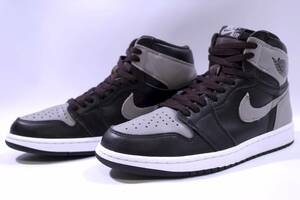 本物/2018年 NIKE AIR JORDAN1 RETRO HIGH OG SHADOW/黒灰 US8/26cm 貴重な美品/オリジナルカラー完全復刻max95 dunk sb supreme イエロー 