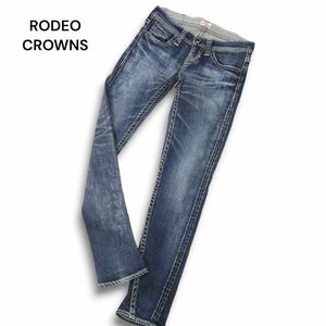 RODEO CROWNS ロデオクラウンズ 通年 USED加工★ ストレッチ スキニー デニム パンツ ジーンズ Sz.25　レディース 日本製　C4B04496_A#R