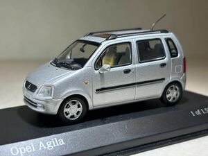 1/43 「オペル アギーラ」 シルバー　ミニチャンプス製 430 049000「スズキ ワゴンRプラス」兄弟車 