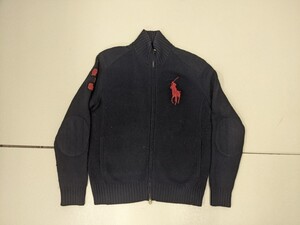 14．POLO ポロ ラルフローレン ビッグポニー ダブルジップ ドライバーズ ウール ニット セーター ジャケット ブルゾン メンズM y907