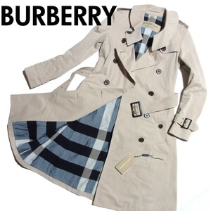 定価24万 18SS BURBERRY LONDON ENGLAND バーバリー ロンドン イングランド フリル トレンチコート 36 ベージュ 裏地チェック レディース