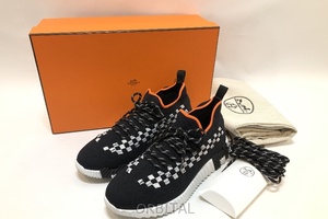 経堂) エルメス HERMES フレックス Flex ニット スニーカー サイズ37.5 ブラック 定価15万位