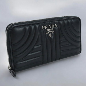 中古 プラダ 長財布ラウンドファスナー レディース ブランド PRADA ジップアラウンド長財布 レザー 1ML506 2B0X F0002 ブラック 財布